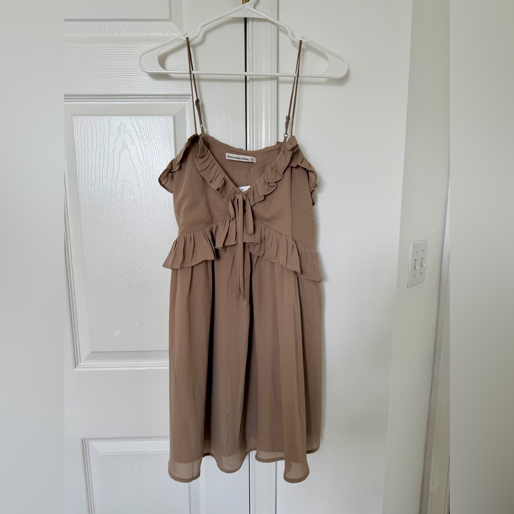 NWT Abercrombie & Fitch Ruffle Tie Mini Dress Adjustable Straps Size XS Tall